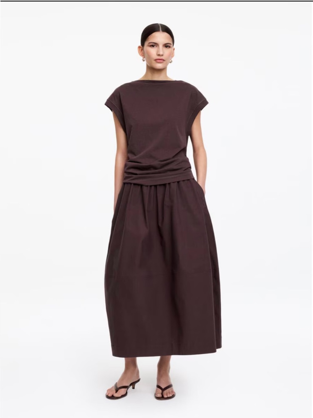 Arket chocolate brown maxi skirt sz M
